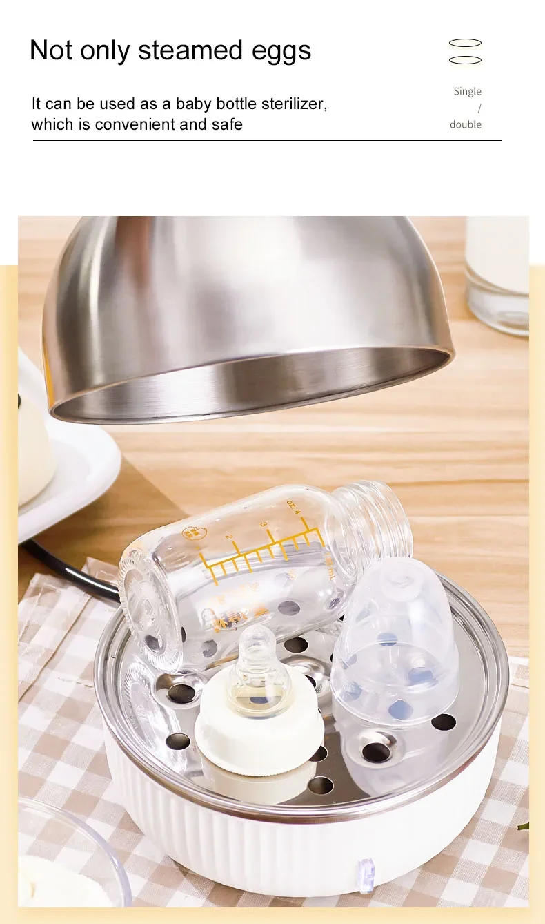 Description Picture 6 of itemDMWD Household Electric Egg Steamer Boiler Stainless Steel Automatic Multi Food Cooker 7 Eggs Egg Custard Steaming Cooker 220V