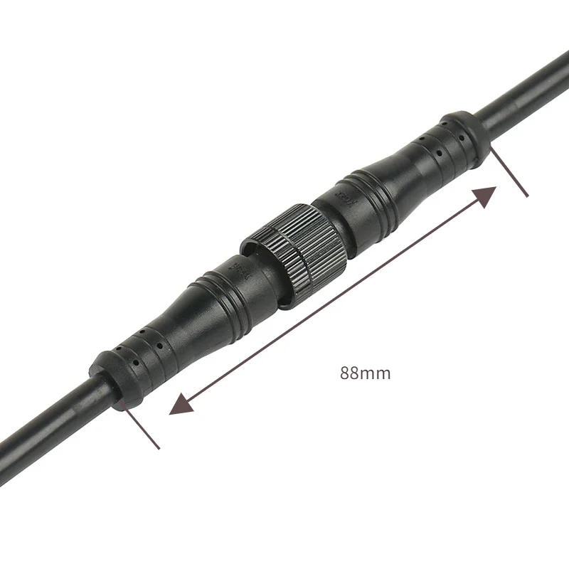 Description Picture 4 of item2Pcs Metal Screw M12 Waterproof 2 3 4 5 6 8 Pin IP68 Power Cable Wire Plug for LED Strips Male Female Connector 20CM