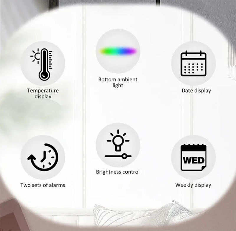 Description Picture 3 of itemDesk Digital Bedside Table Alarm Clock Room Bedroom Decoration Timepiece Home Decor Items Interior Accessories Electronic Clock