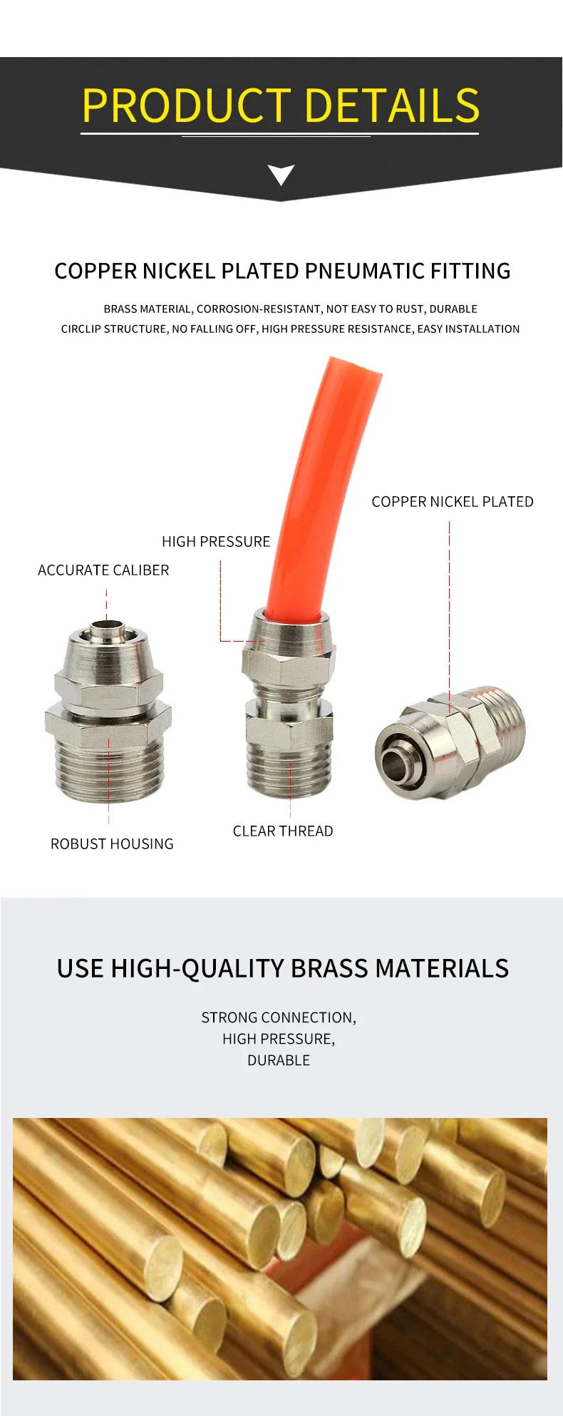 Description Picture 5 of item10PCS OD 4/6/8/10/12mm Hose Tube M5/1/8''/ 1/4'' 3/8'' 1/2'' Thread Pneumatic Fast twist Fittings Quick Joint Coupler Connector