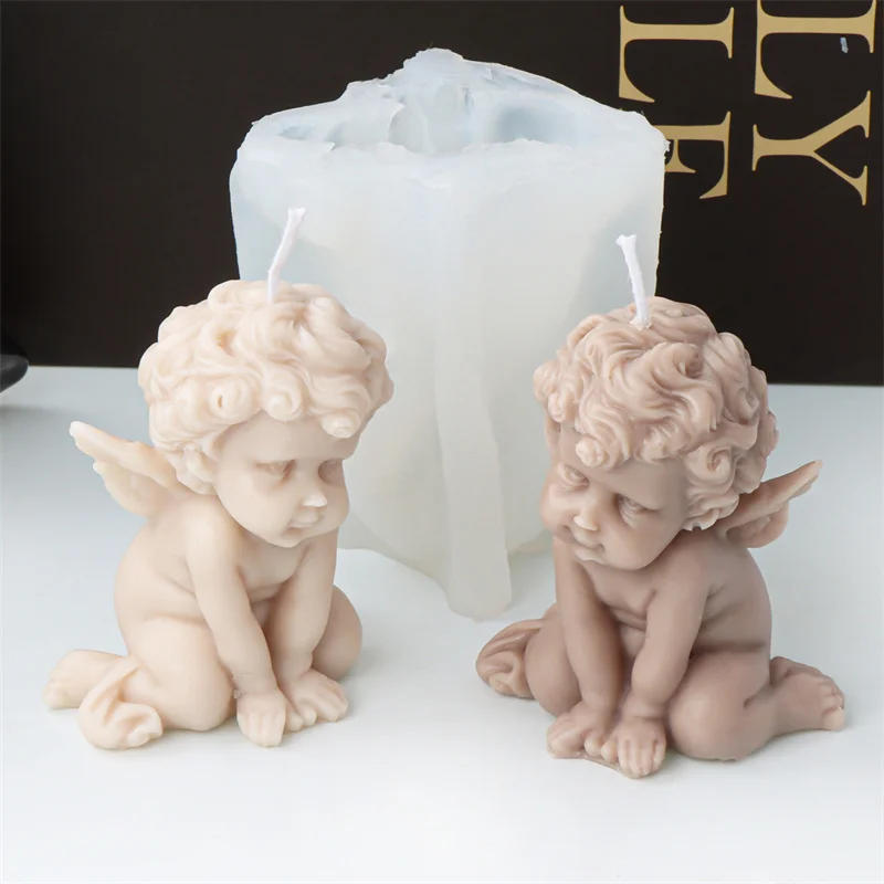 Description Picture 6 of itemDIY Angel Scented Candle Silicone Mold 3D Winged Angel Band Cake Chocolate Ornament Handmade Gypsum Soap Candle Making Supplies