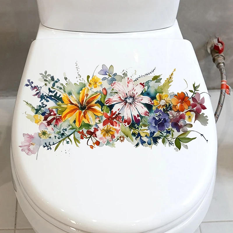 Description Picture 3 of itemToilet Stickers Flower Stickers Bathroom Self-adhesive Painting Waterproof Stickers Toilet Cover Bathroom Walls Flower Stickers
