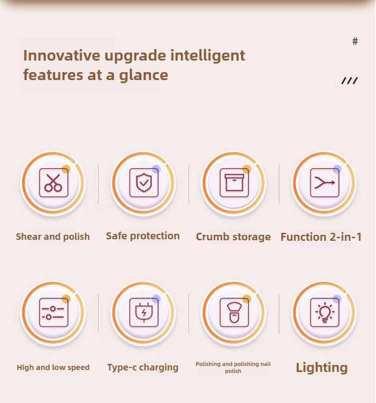 Description Picture 3 of itemPortable Mini Electric Nail Clipper Polisher With Light Low Noise Baby Trimmer Manicure Tools For Baby Adult Nail Cutter 3 Speed