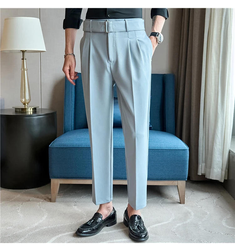 Description Picture 6 of itemMen's Spring High Quality Business Suit Pants Men's Slim Fit Solid Color High Waist Suit Trousers Brand Clothing 3XL-M