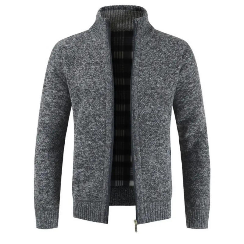 Description Picture 5 of itemPockets Sweater Warm Slim Cardigan Autumn Winter Men Coat Knitted Plush Liner Coat