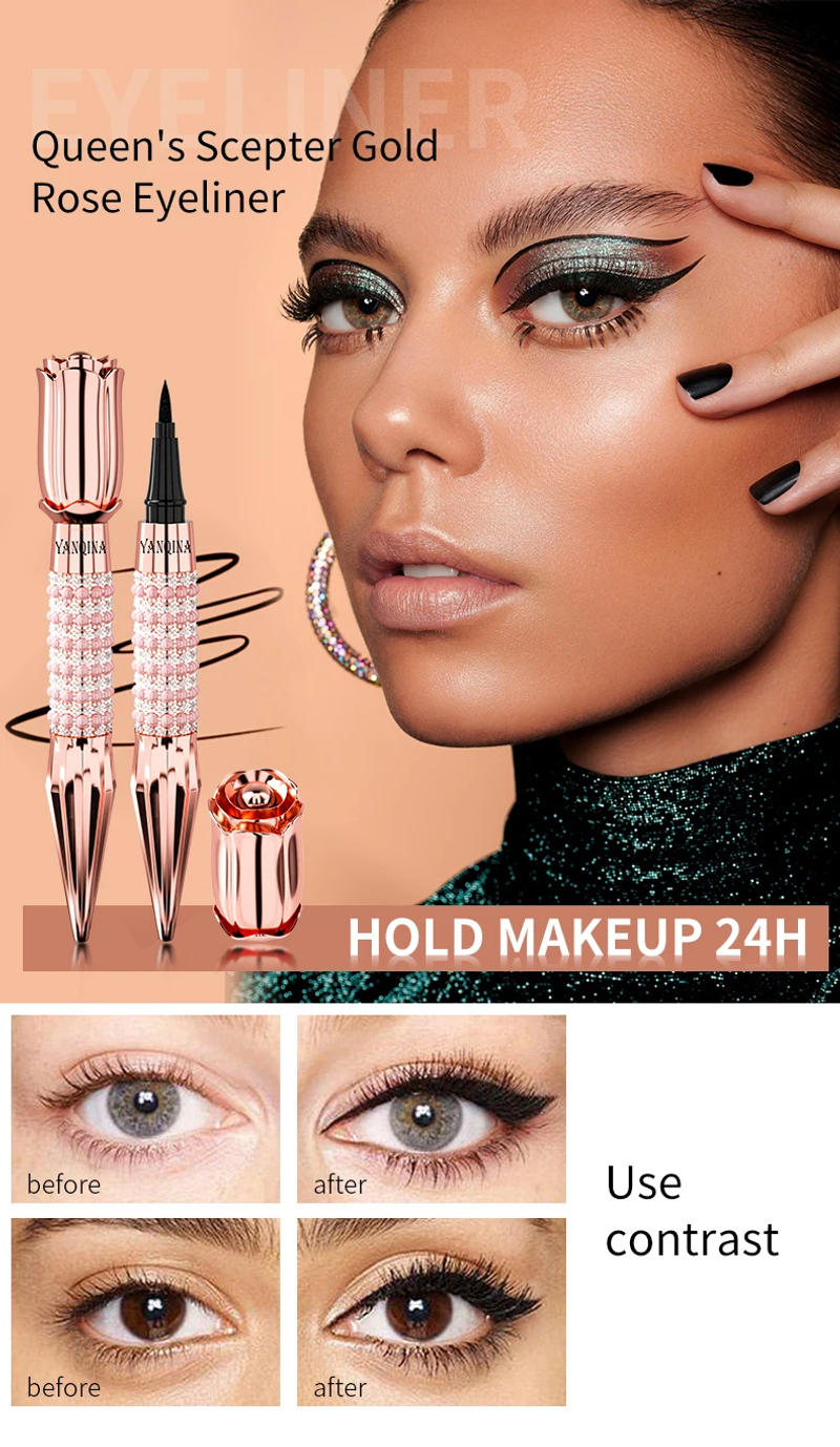 Description Picture 5 of itemYANQINA Precision Liquid Eyeliner Pen - Long-lasting, Waterproof, Transfer-proof, Quick-Dry Black Eyeliner with Sparkling Design