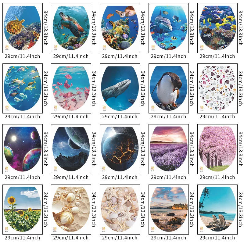 Description Picture 4 of itemMulti Styles Undersea Animal Pattern Toilet Lid Stickers Bathroom Decoration Bathroom Removable Painting Mural Toilet Lid Cover