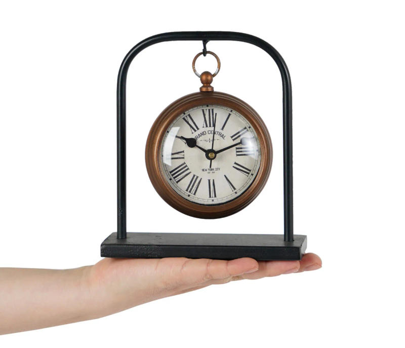 Description Picture 6 of itemPetite Silent Roman Numeral Clock - Mini Copper Retro Desk Clock, Quiet Non-Ticking Decor