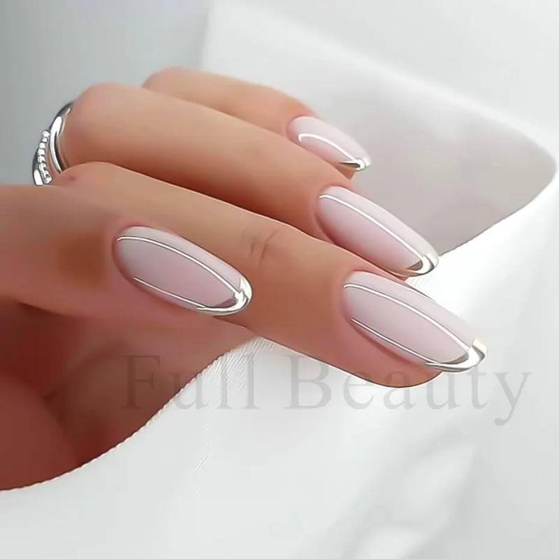 Description Picture 6 of itemFrench Style Metal Line Stripe Nail Decals Stickers Nail Art Form Fringe Tip Guides Self Adhesive Slider Manicure Accessories