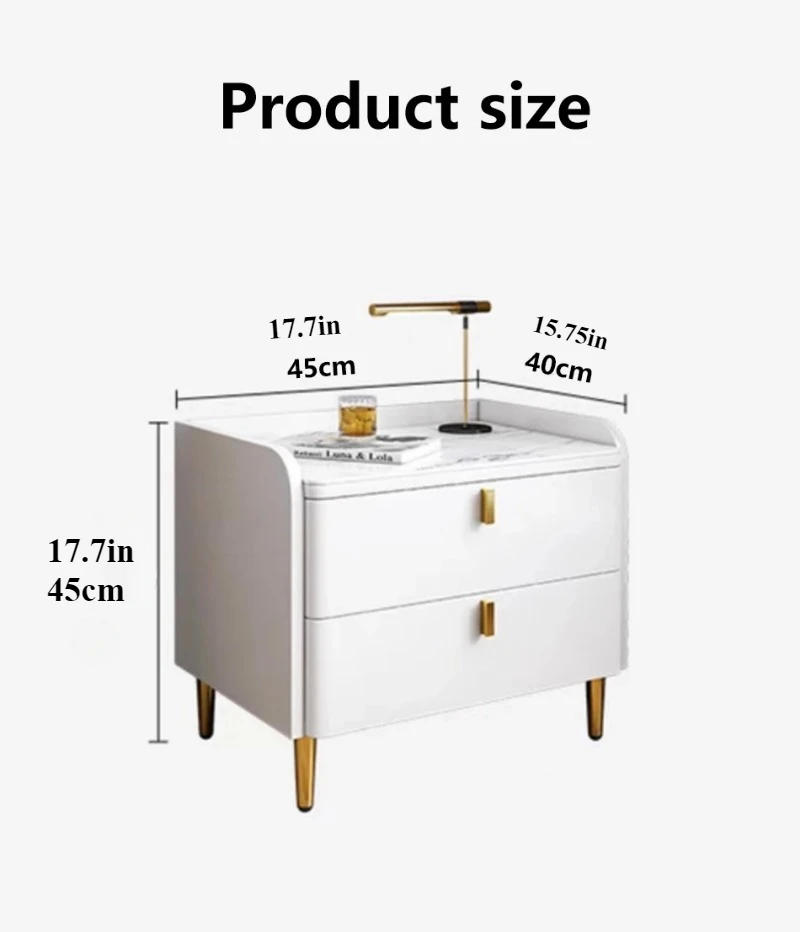 Description Picture 2 of itemSlate Nightstands Bedroom Bedside Table  Wooden Furniture with Drawers Bedside Cabinet with 2 Drawers Multicolor 17.7inches 45cm