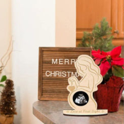 Wooden Baby Birth Commemorative Plaque Ultrasound Detection B-Ultrasound Memorial Ornament for Pregnant Mothers