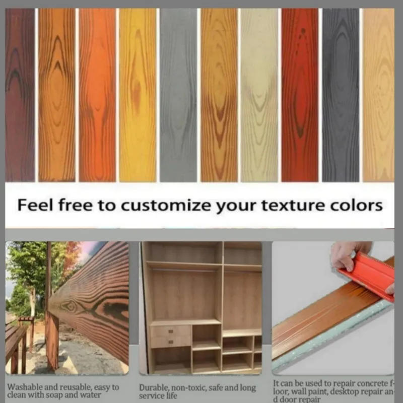 Description Picture 5 of item6/8Pcs Rubber Wood Graining Embossing Roller Brush Imitation Wood Grain Wall Art Decoration Paint Brush DIY Creation Appliance