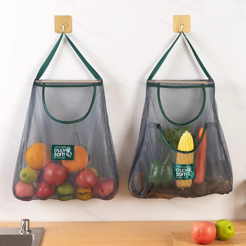 Description Picture 3 of item1-3Pcs Kitchen Organizer Hanging Food Bags Storage Bag Garlic Portable Fruit and Vegetable Net Bag Onion Organizers Organization