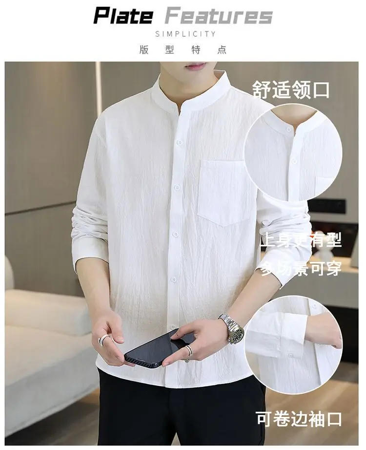 Description Picture 4 of itemPlus Size New Business Formal Shirts Office Dress Streetwear Slim Men Shirt Casual Long Sleeve Tuxedo Shirt Brand Clothing A02