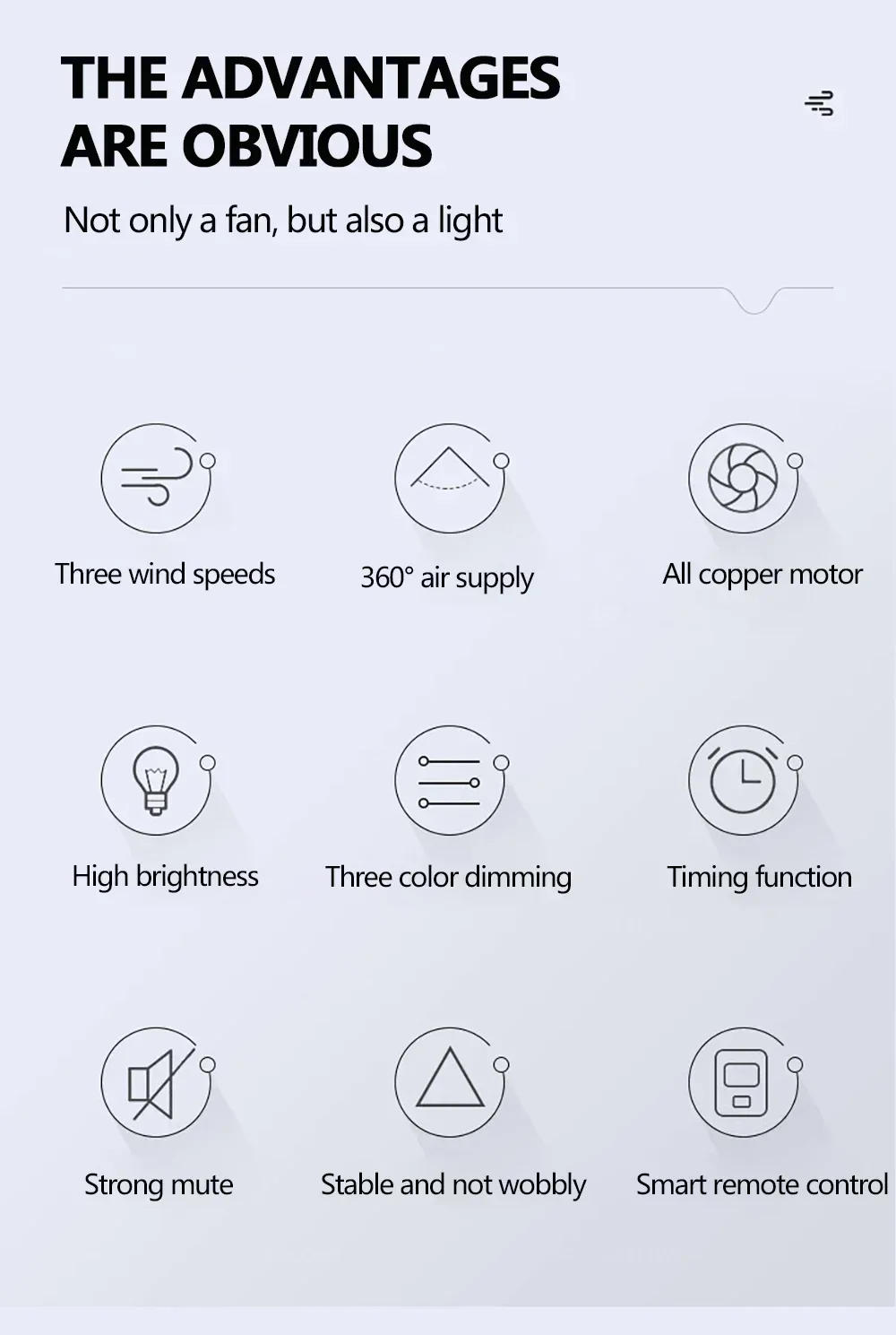 Description Picture 3 of item360° Rotation Ceiling Fan With Light LED For Living Room Bedroom Remote Control Lighting E27 Converter Base Smart Ceiling Fans