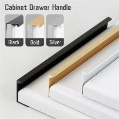 Non-punch Furniture Handle Brushed Gold Silver Matte Black Lacquer White Cabinet Handles Hidden Handles for Cabinets and Drawers