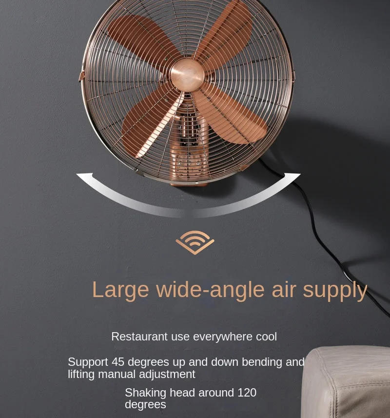 Description Picture 6 of item14/16/18 inches  Metal Wall Fan Wall Mounted Retro Fan Home European Commercial Restaurant Shake Head Ventiladores Electric Fans