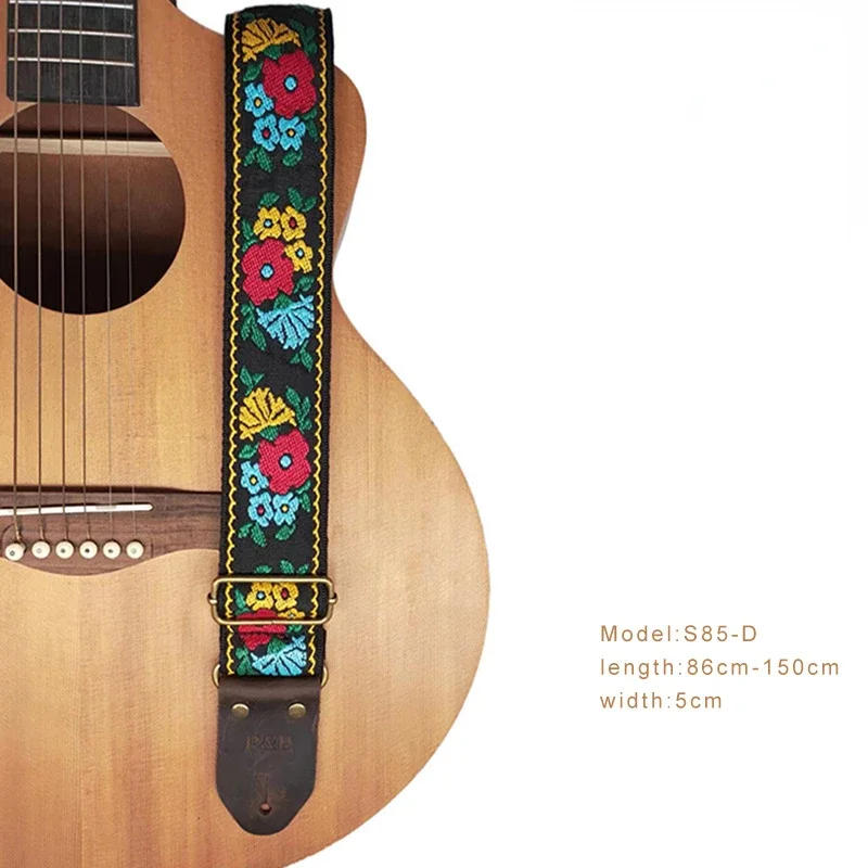 Description Picture 6 of itemNew Ethnic Style Jacquard Leather Guitar Strap for Folk Guitar Electric Acoustic Ukulele Bass Guitar Accessories