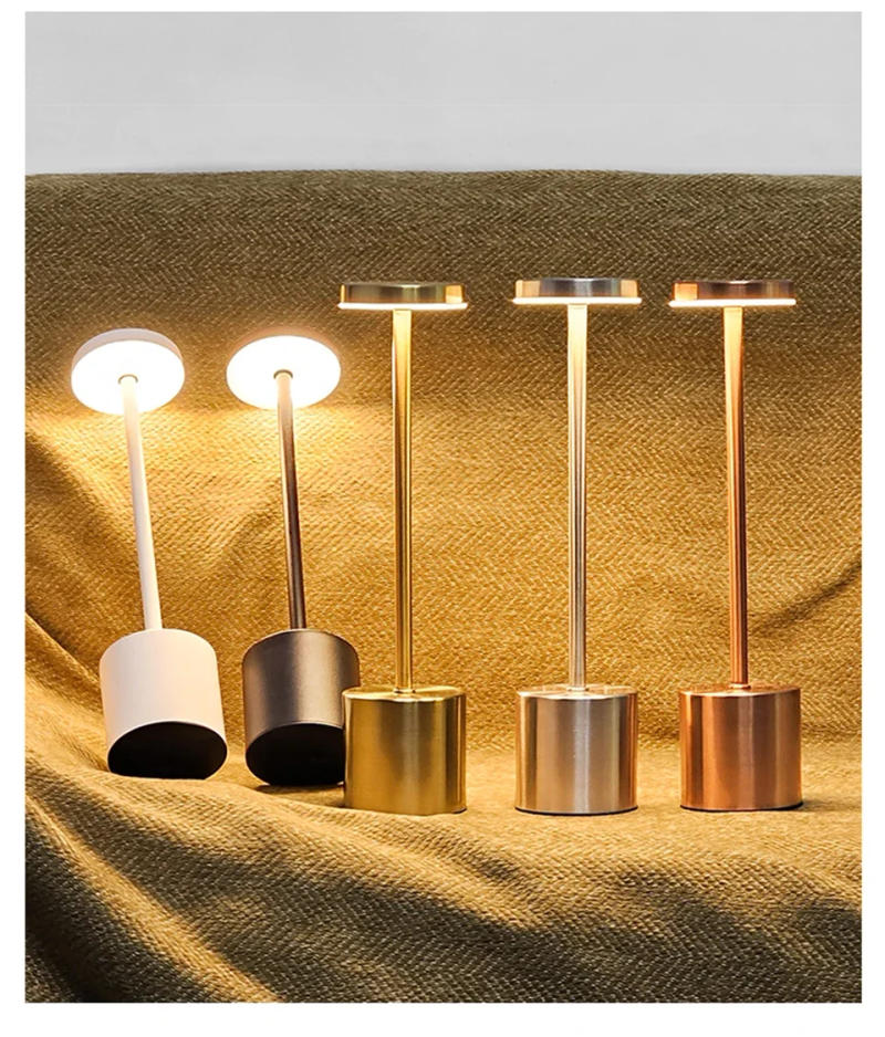 Description Picture 5 of itemSimple Rechargeable Touch Metal Table Lamp Three Colors Bedside Creative Ambient Light Bar Indoor Decoration LED Night Light