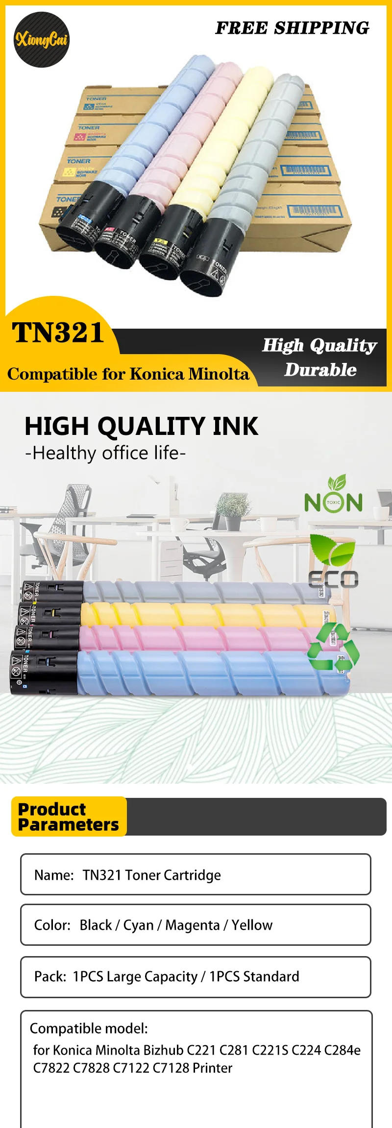 Description Picture 2 of itemToner Cartridge TN321 for Konica Minolta Bizhub C221 C281 C221S C224 C284e C7822 C7828 C7122 C7128 Printer