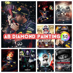 Cross Stitch Embroidery Kits F1 Racing Printed AB Diamond Painting Car Max/Lewis Driver Mosaic Beads Puzzle House Decor Art