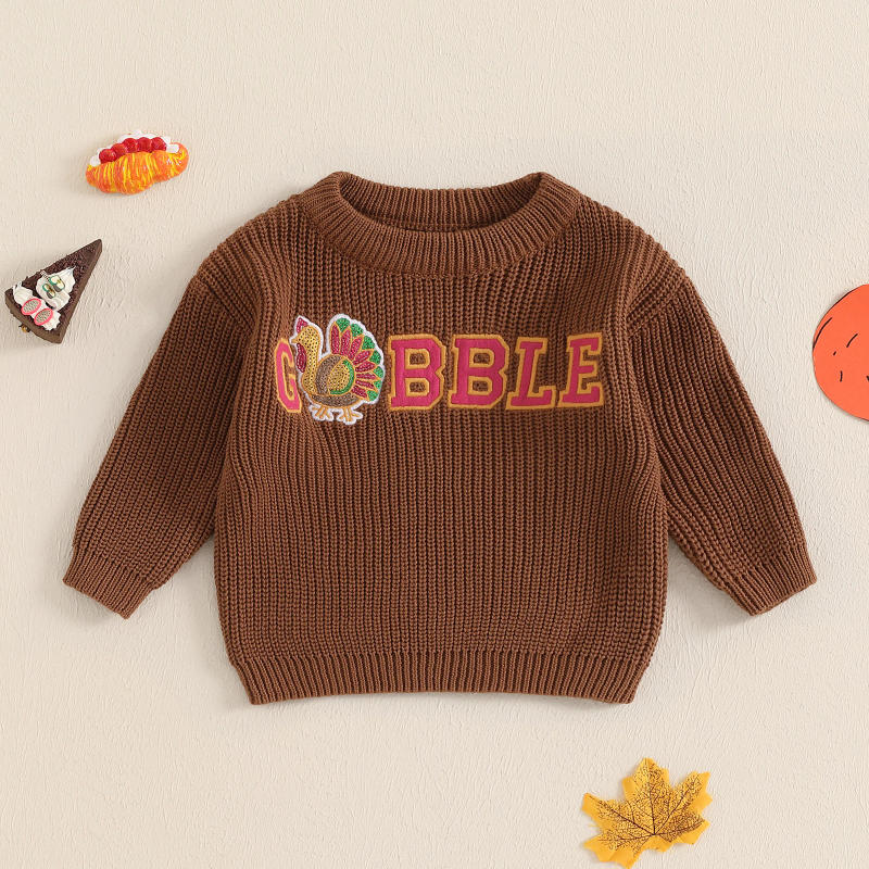 Description Picture 4 of itemMISOWMNJOY Autumn Winter Baby Sweater New Children Knitted Clothes Jumpers Long Sleeve Embroidery Letters Thanksgiving Clothing