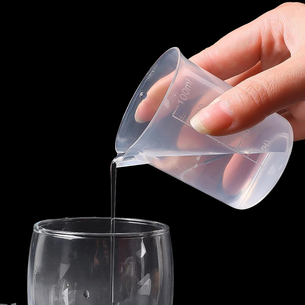 Description Picture 4 of item100ML Plastic Measuring Cup Sturdy Transparent Scale Container Cup Pour Spout Without Handle For Household Kitchen Bar Supplies