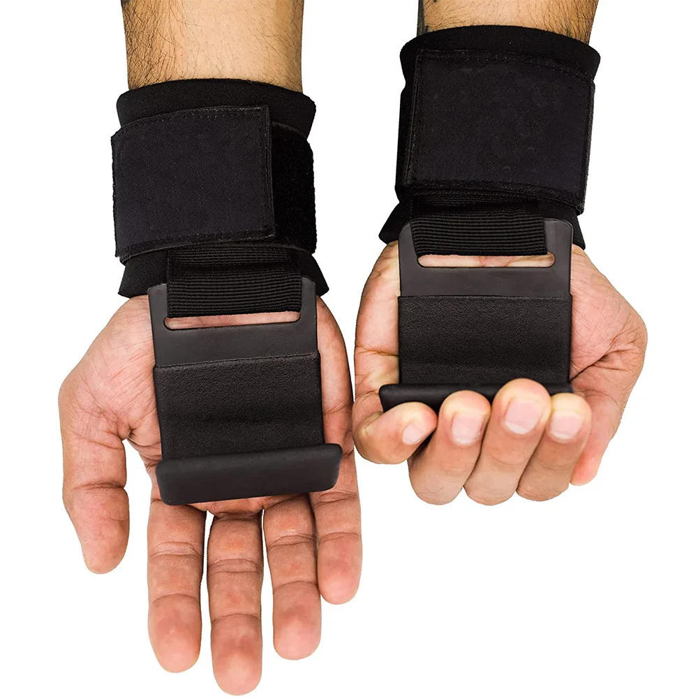 Description Picture 5 of item2pcs Weight Lifting Hook Grips With Wrist Wraps Hand-Bar Wrist Strap Gym Fitness Hook Weight Strap Pull-Ups Power Lifting Gloves