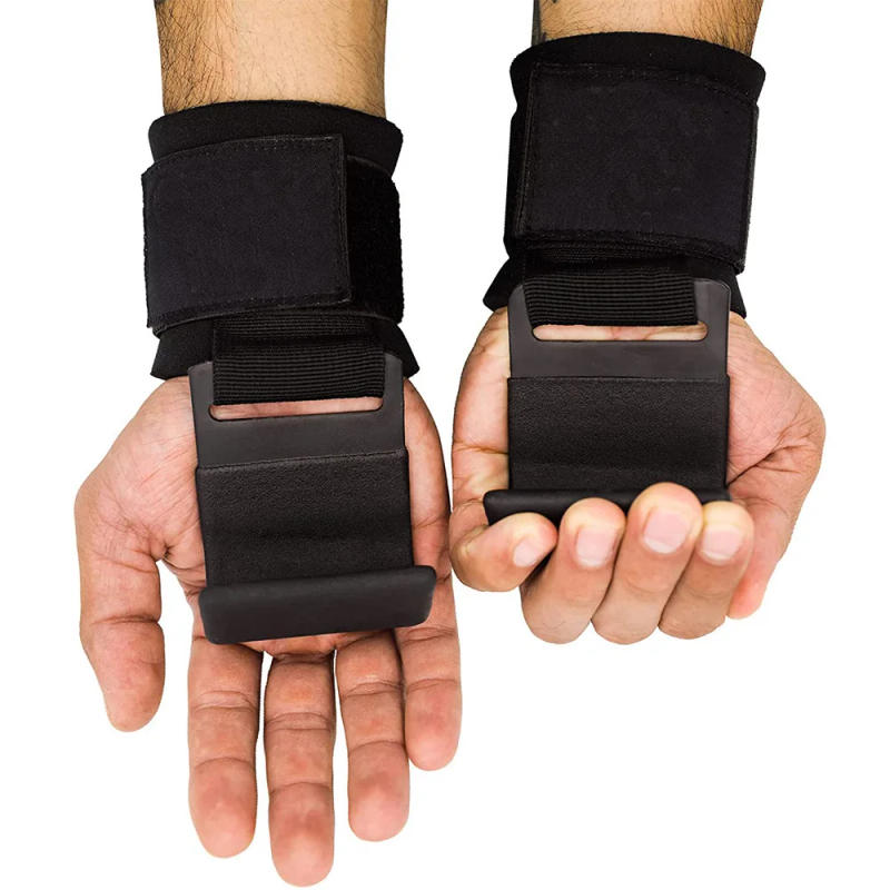 Description Picture 5 of item2pcs Weight Lifting Hook Grips With Wrist Wraps Hand-Bar Wrist Strap Gym Fitness Hook Weight Strap Pull-Ups Power Lifting Gloves