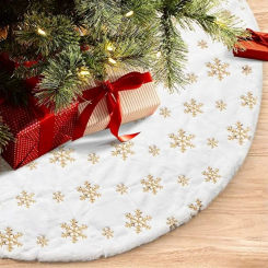 78/90/120cm Christmas Tree Skirt Soft Faux Fur Xmas Trees Sequin Carpet Mat 2025 New Year Party Decorations Home Decor