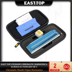EASTTOP EAP-16 Chromatic Harmonica 16 Hole 64 Tone Key Of C Chromatic Mouth Organ Harmonica For Adults Students Professionals