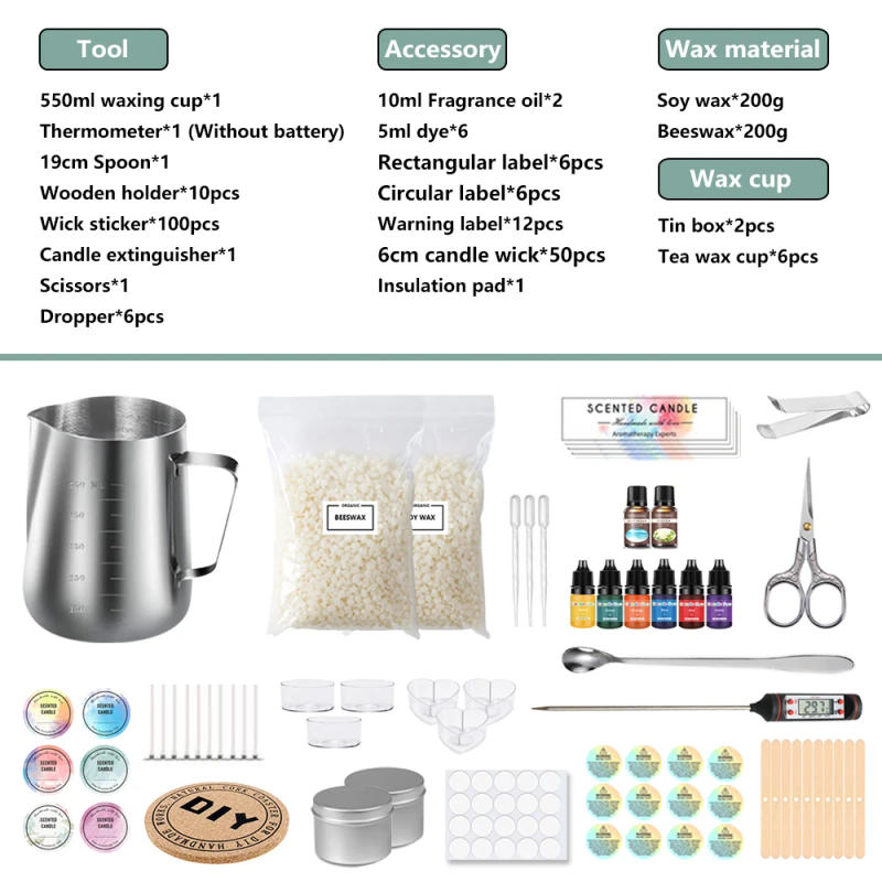 Description Picture 2 of itemDIY Candle Kit Soy Wax Candle Making Supplies Handmade Aromatherapy Crafts Candle Making Tool Stainless Steel Wax Melting Pot
