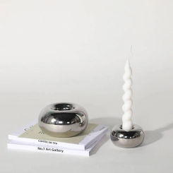 Silver Ceramic Candle Holder Round Doughnut Candlestick Scented Candle Stand Candle Stick Holder Home Decoration Accessories