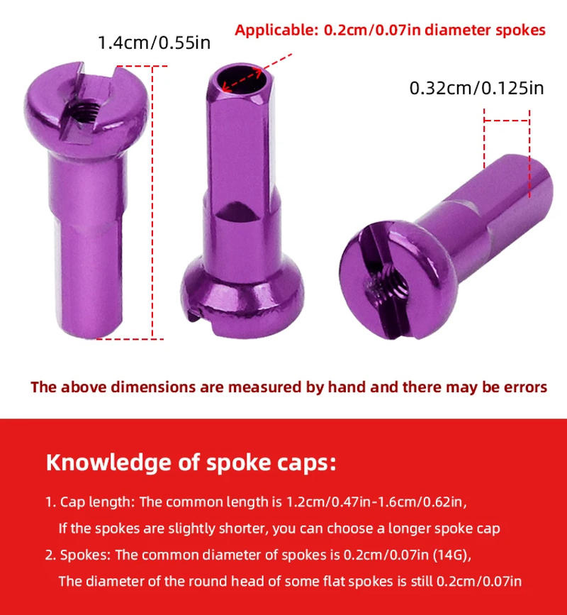 Description Picture 4 of itemVXM Bicycle Aluminum Alloy Spoke Nipples CNC-machined Anodized 14G 14mm MTB Road Bike Wheel Caps E-bike Rim Nuts Copper Parts