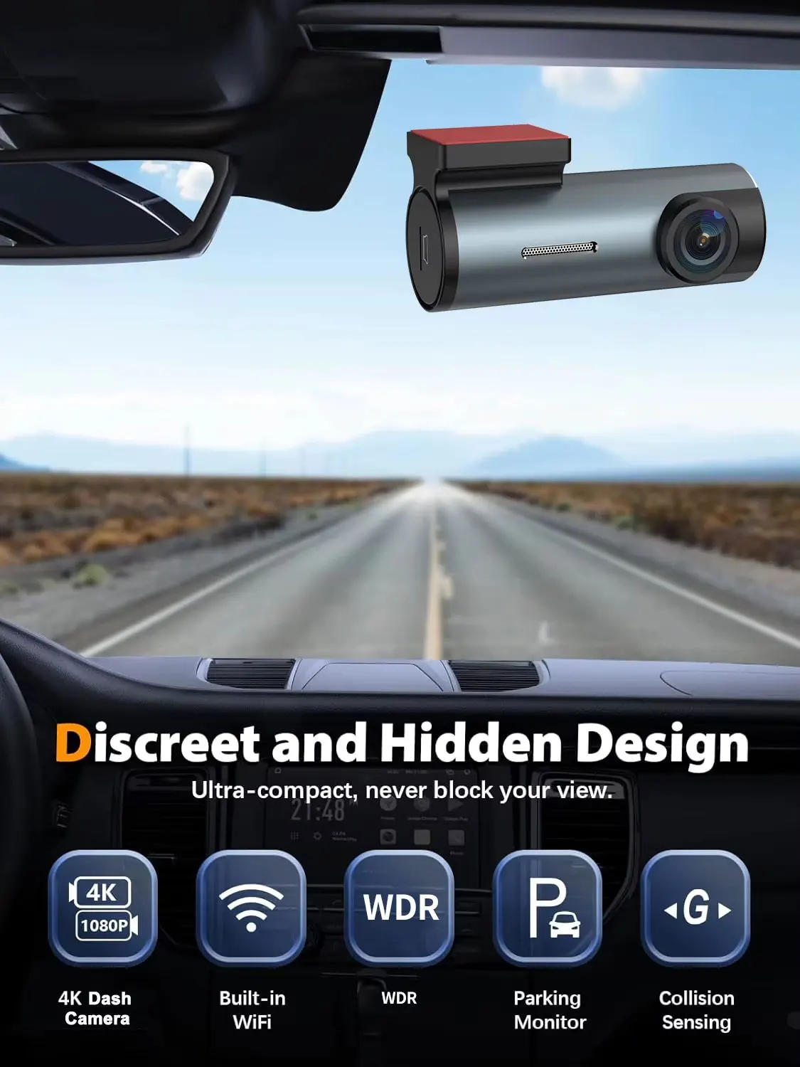 Description Picture 2 of item4K WiFi Car DVR Dash Cam GPS Camera 2K HD Mini Car Cam 24H Parking Monitor APP Control Car Driving Video Recorder Gps Dashcam