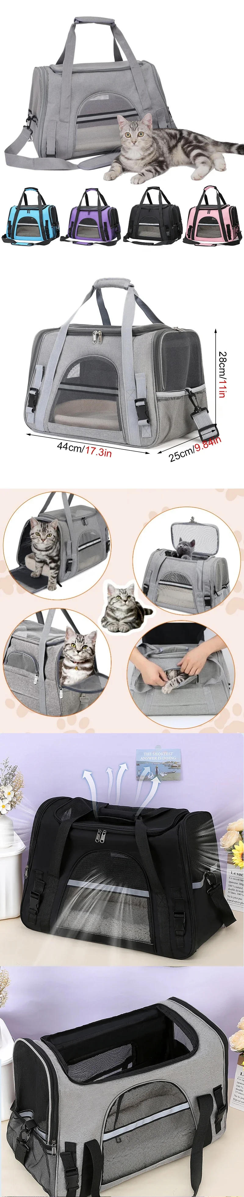 Description Picture 2 of itemNEW Cat Bags Soft-Sided Portable Dog Carrier Mesh Breathable Carrier Bags Foldable Cats Handbag Travel Pet Bag Transport Bag