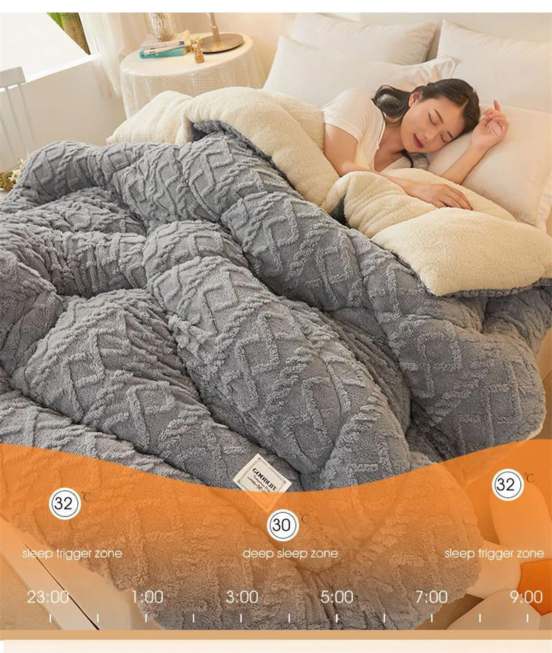 Description Picture 4 of itemNew Super Thick Winter Warm Blanket for Bed Artificial Lamb Cashmere Weighted Blankets Soft Comfortable Warmth Quilt Comforter