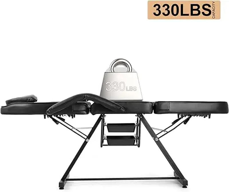 Description Picture 6 of itemTattoo Chair for Client, Adjustable Angle Massage Bed for Eyelash Bed Extensions Facial Massage Tables Salon Chairs with Trays