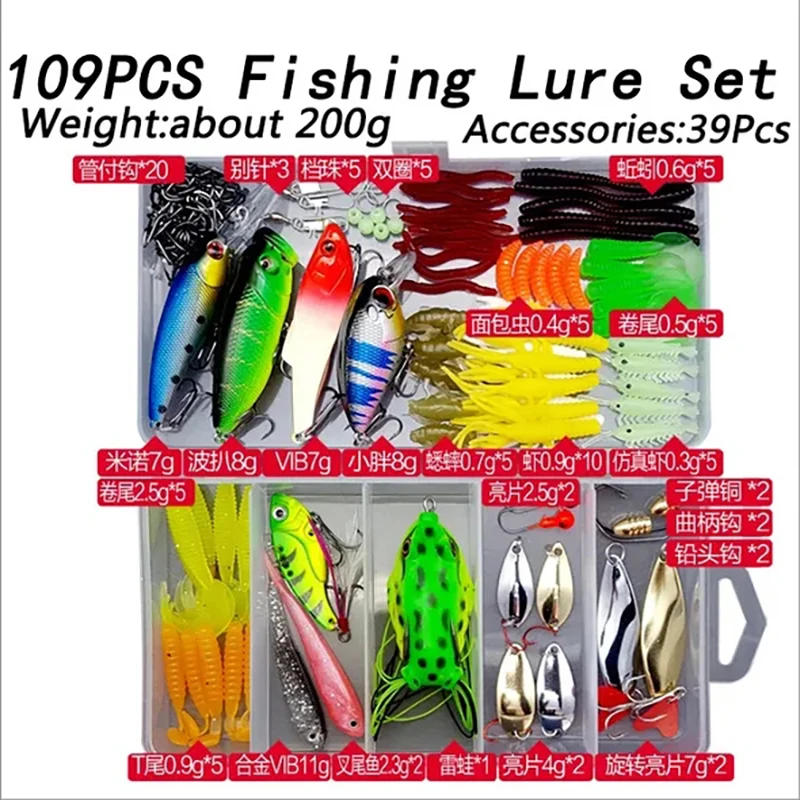 Description Picture 5 of itemProfessional Fishing Lures Kit - Soft/Hard Baits with Metal Jig Spoons, Crank Tackle & Box for Bass Pike, Freshwater Saltwater