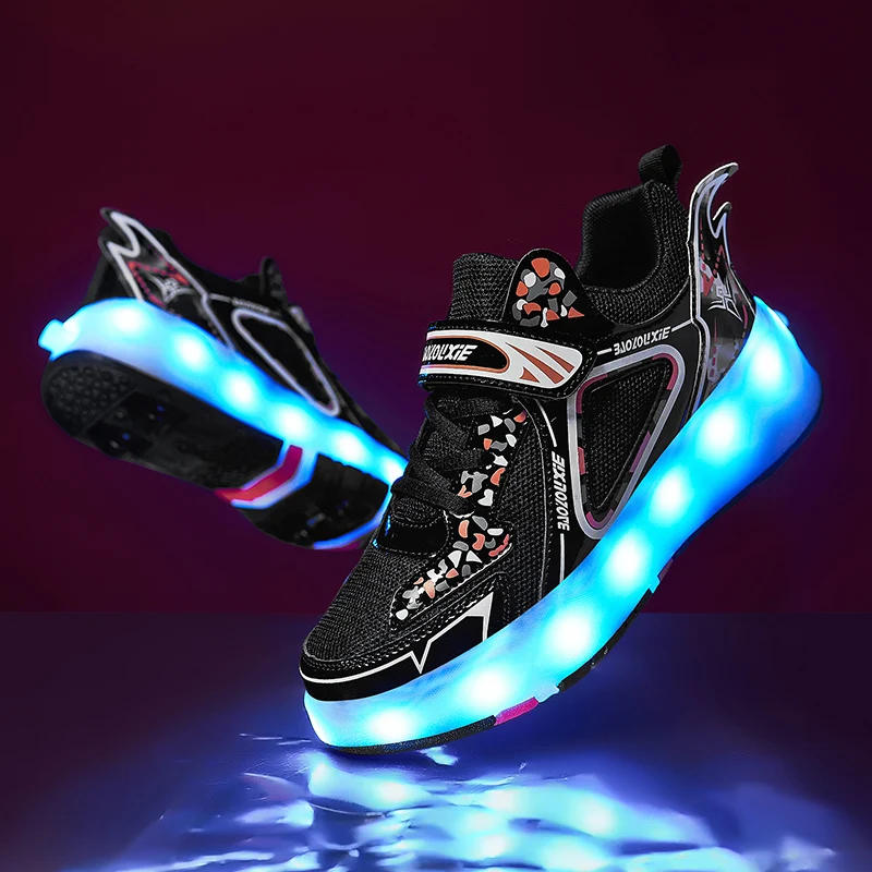 Description Picture 4 of itemChildren's Casual Shoes with LED Detachable Wheels Roller Skates Wear-resistant Comfortable Lightweight Sports Shoes for Kids