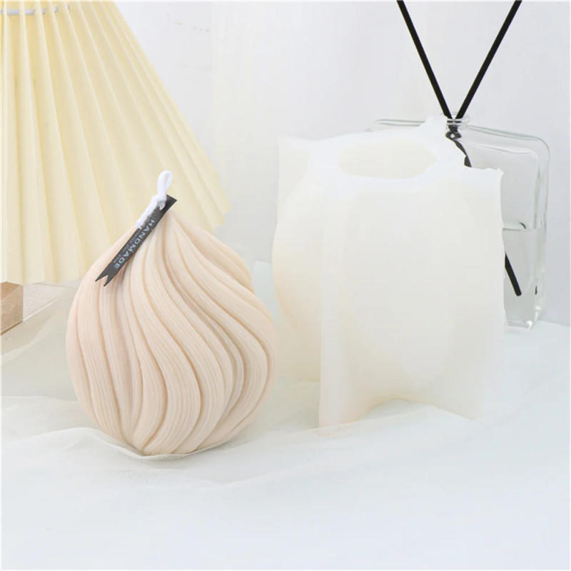 Description Picture 6 of itemArtistic Geometry 3D Candles Molds Carved Wavy Candle Irregular Stripes DIY Columnar Silicone Candle Mould For Home Decoration