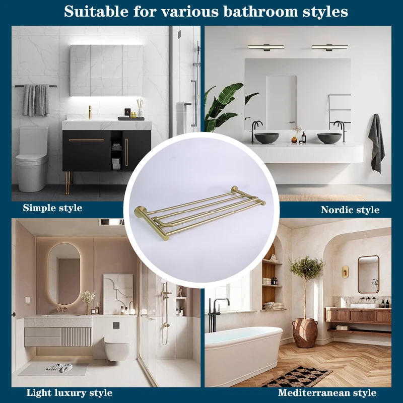 Description Picture 4 of itemFoldable Towel Rack Brushed Nickel Wall Mounted Rose Gold Black Stainless Steel Hotel Bathroom Accessories