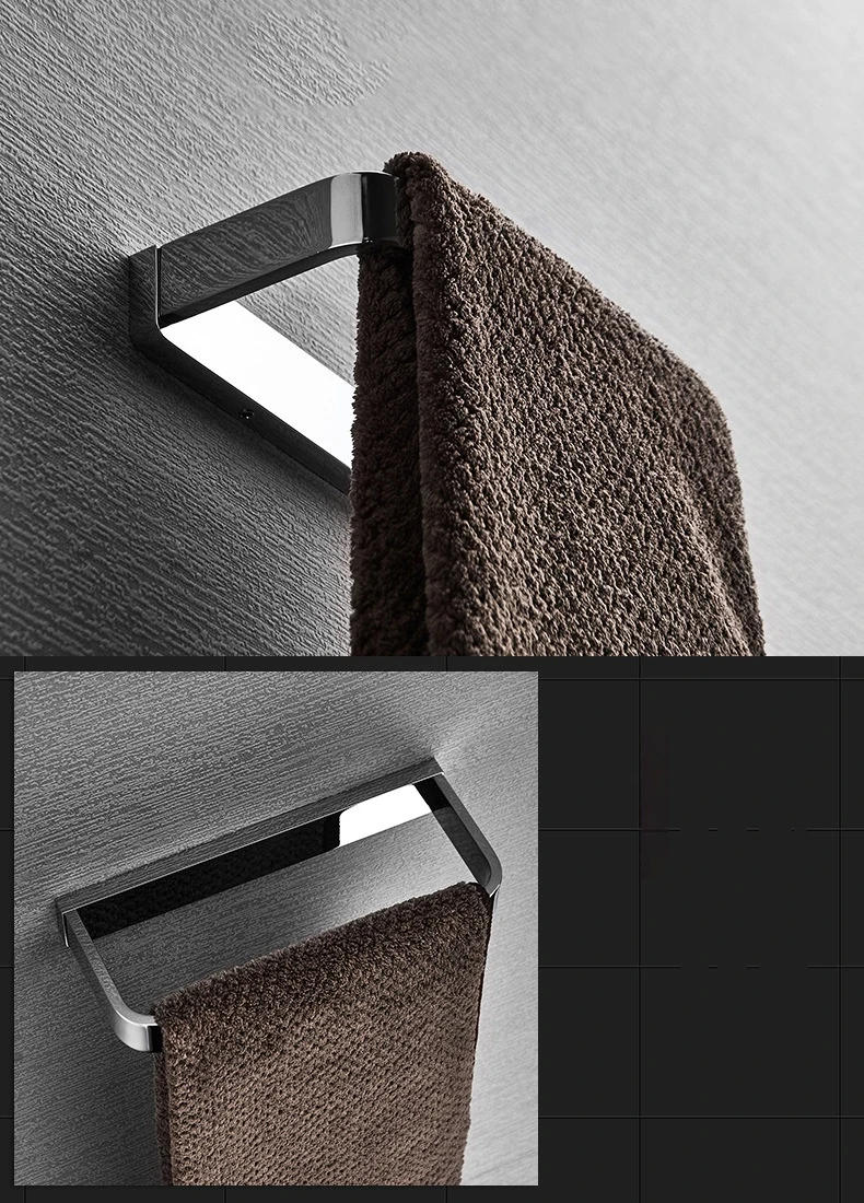 Description Picture 3 of itemModern Minimalist Design Brass Chrome Plated Bathroom Towel Ring Bathroom Hardware Accessories Perforated Installation Towel Bar