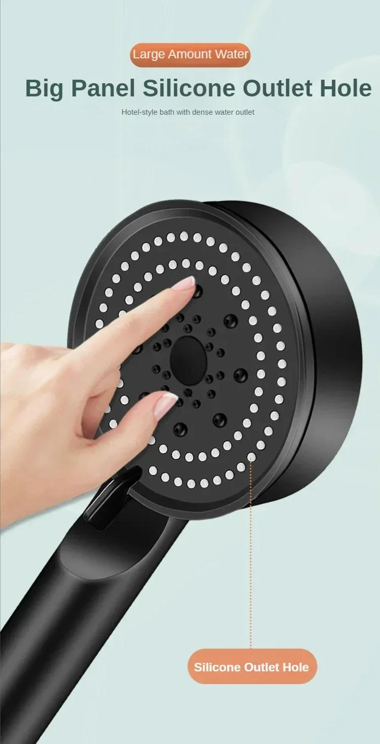 Description Picture 5 of item5 Modes Shower Head High Pressure Shower Head Water Saving  Adjustable High Pressure Shower Head Set Bathroom Accessories