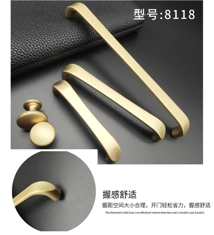Description Picture 6 of itemModern Simple Style Matte Gold Cabinet Handles Solid Zinc Alloy Kitchen Cupboard Pulls Drawer Knobs Furniture Handle Hardware