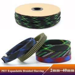 2/4/6/8/10/12/14/16/20/25/30/40mm Expandable Insulated Braided Sleeving Tight PET Wire Gland HighDensity Protection Cable Sleeve