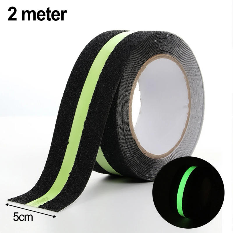 Description Picture 5 of item1pc 5CM X 5/2M Anti Slip Traction Tape With Glow In Dark Green Stripe Friction Abrasive Adhesive Stair Tread Step Indoor Outdoor