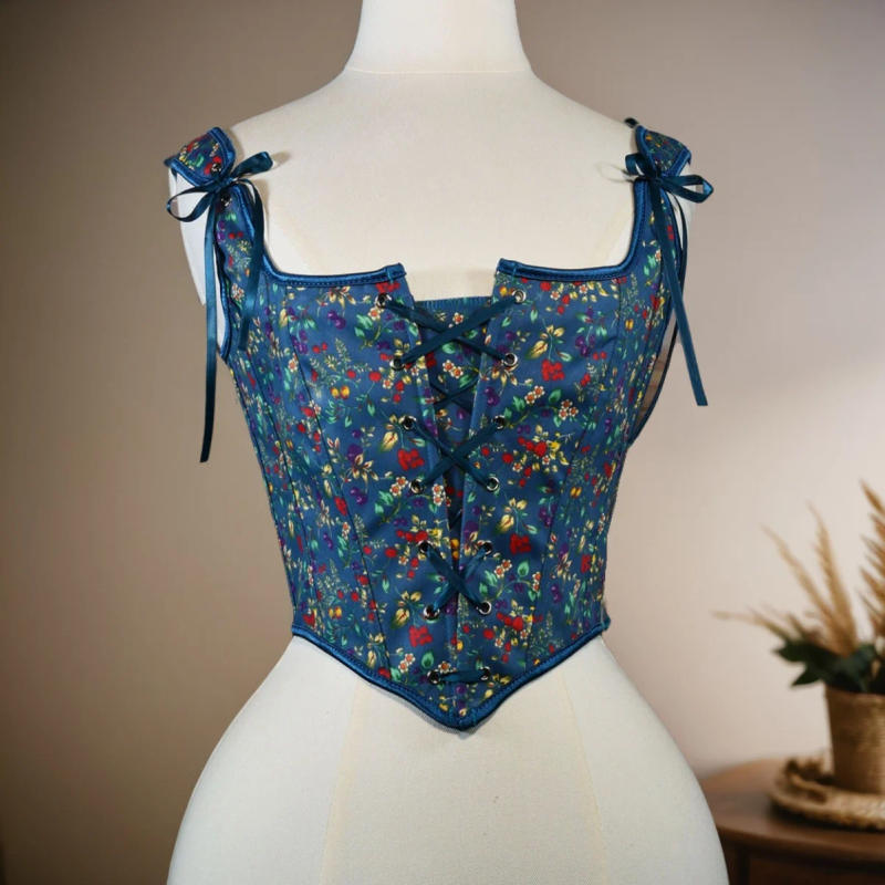 Description Picture 3 of itemWomen Corset Bustier Lace Up Front Boned Vintage Palace Bodices Slimm Waist Tight Vest Tube Tops Tummy Control Stage Coustume