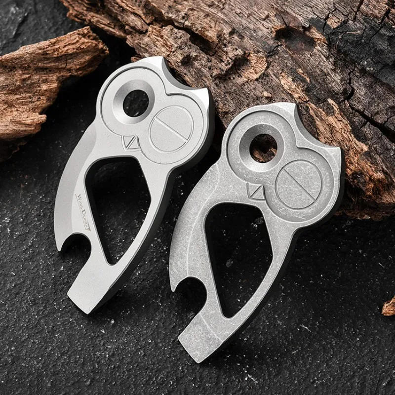 Description Picture 2 of itemOwl Shape Titanium Alloy Crowbar with Necklace Gift Camping Outdoor Pry Bar Multifunctional EDC Tool Bottle Opener Keychain