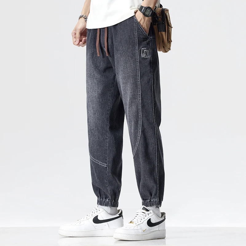 Description Picture 4 of itemMen's High Street Jogger Leisure Summer Pants Male Fashion Sweatpants Korean Casual Cargo Jeans Bound Feet Drawstring Trousers